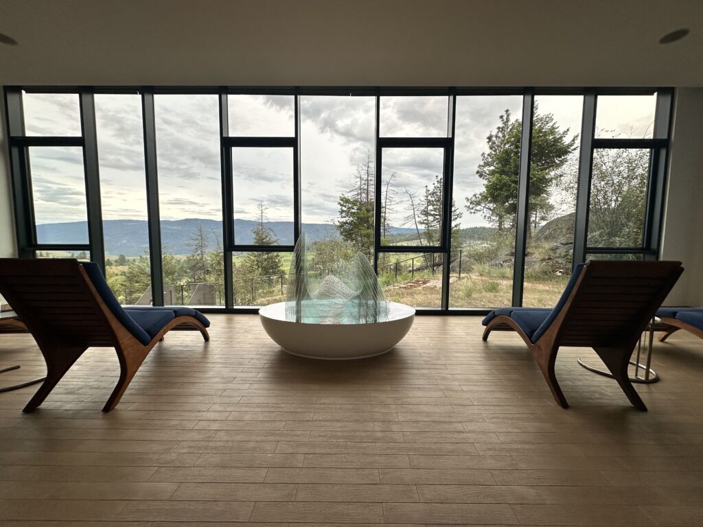 Room with large windows looking into nature