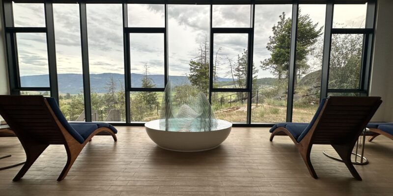 Room with large windows looking into nature